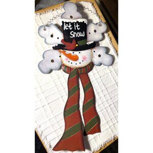 Let It Snow Snowman Metal Wall Hanging Decor With Scarf & Hat